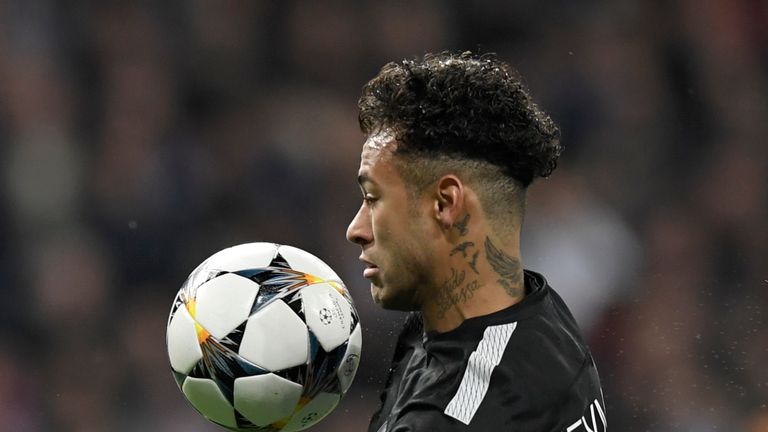 Neymar controls the ball
