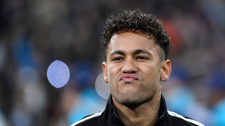 Neymar during the UEFA Champions League Round of 16 First Leg against Real Madrid