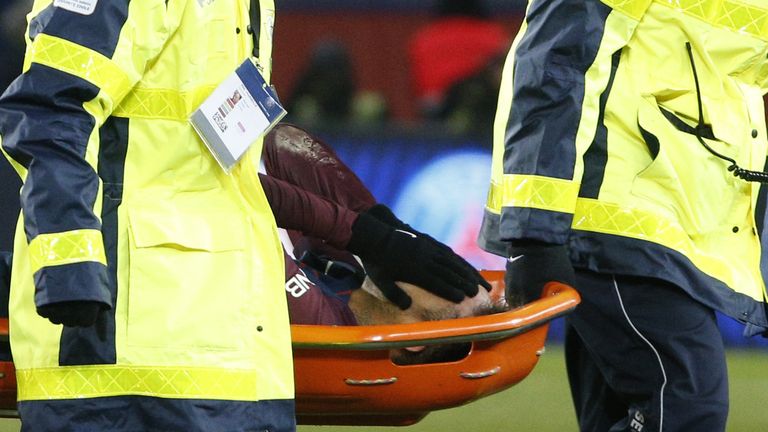 Neymar was in tears when stretchered off on Sunday night
