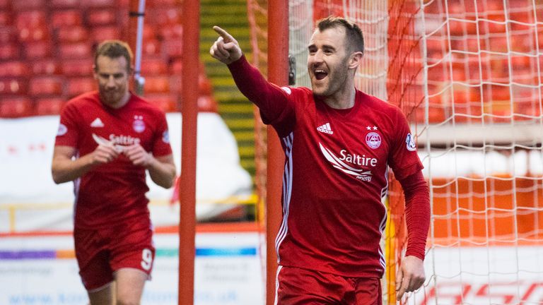 Aberdeen's Niall McGinn celebrates after making it 2-0.