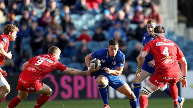 Noel Reid on the attack for Leinster against Scarlets