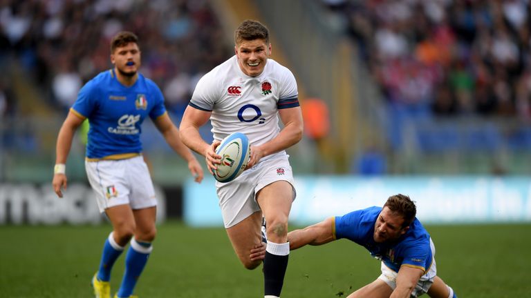 Owen Farrell finds some space to score for England