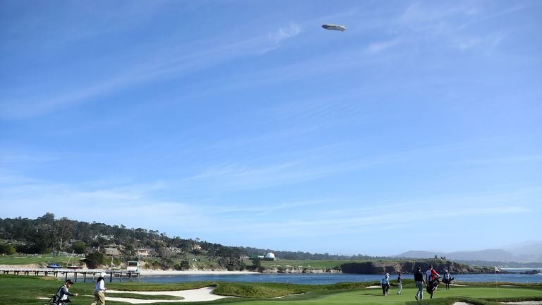 PEBBLE BEACH, CA - FEBRUARY 10:  A general view of the 17th green during Round Three of the AT&T Pebble Beach Pro-Am at Pebble Beach Golf Links on February