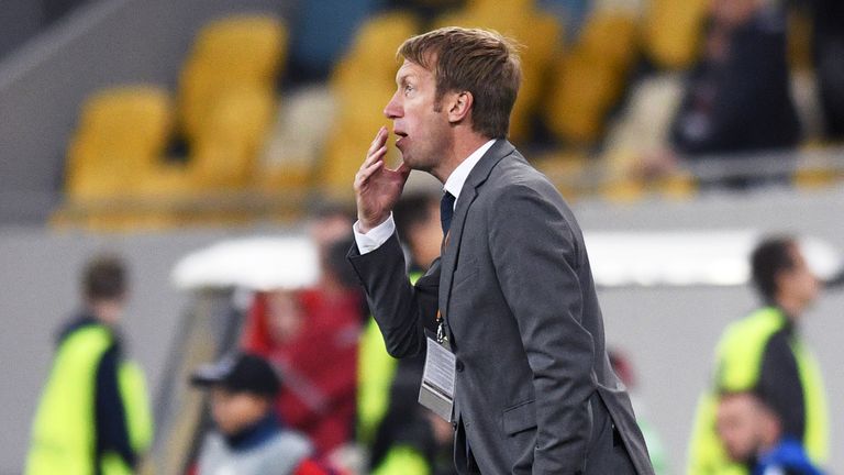 Ostersund's head coach Graham Potter reacts during the UEFA Europa League Group J football match between Zorya Lugansk and Ostersunds FK in Lviv on Septemb