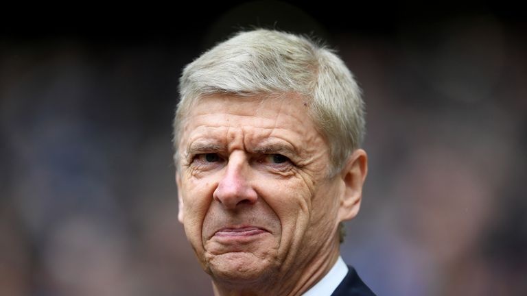 Arsene Wenger looks on prior to the North London derby between Tottenham Hotspur and Arsenal