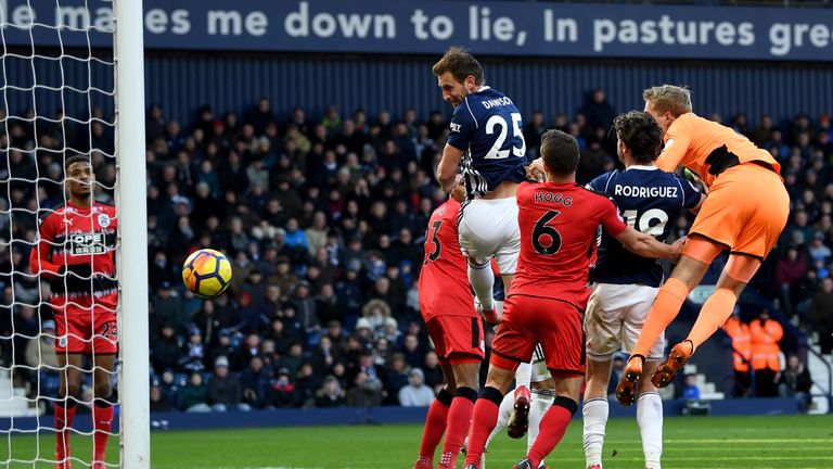 Craig Dawson pulls a goal back for West Bromwich Albion