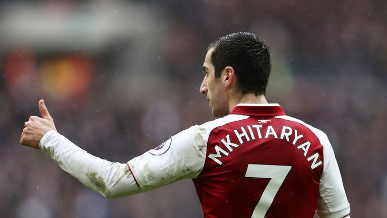 Henrikh Mkhitaryan during the Premier League match between Tottenham Hotspur and Arsenal at Wembley Stadium