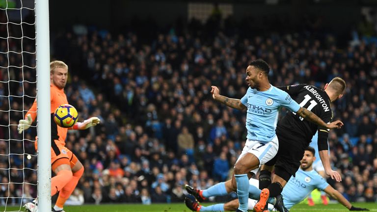 Raheem Sterling scores an early goal for Manchester City