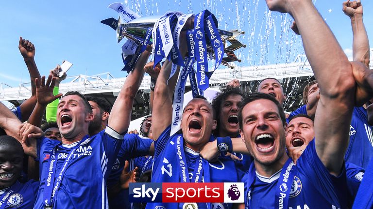 Chelsea hold Premier League trophy - Premier League rights (DO NOT USE ON ANY OTHER STORY)