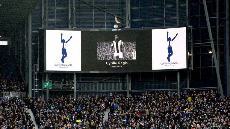 Fans, pay tribute to Cyrille Regis ahead of the Premier League match