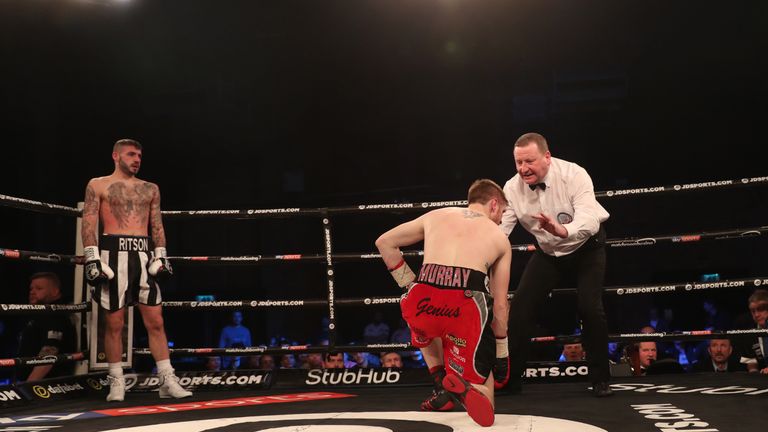 JDTXTGEN PROMOTION.VICTORIA,WAREHOUSE,.MANCHESTER.PIC;LAWRENCE LUSTIG .LEWIS RITSON..VS..JOE MURRAY.....12x3 mins British Lightweight Championship