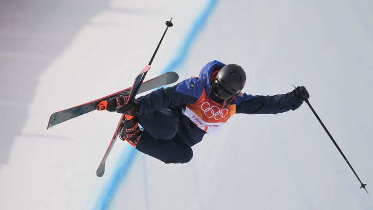 Great Britain's Rowan Cheshire competes in the women's ski halfpipe final during the Pyeongchang 2018 Winter Olympic Games at the Phoenix Park in Pyeongcha