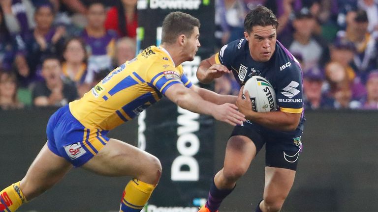 Brodie Croft scored one of Melbourne Storm's seven tries