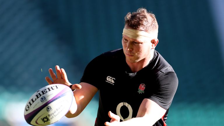 England's Dylan Hartley during the training session at Twickenham Stadium