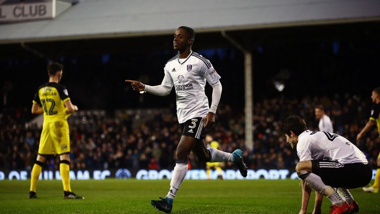 LONDON, ENGLAND - JANUARY 20:  Ryan Sessegnon of Fulham celebrates scoring his sides fifth goal during the Sky Bet Championship match between Fulham and Bu