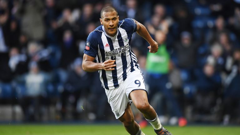 WEST BROMWICH, ENGLAND - FEBRUARY 17:  Jose Salomon Rondon of West Bromwich Albion celebrates scoring his side's first goal during the The Emirates FA Cup 