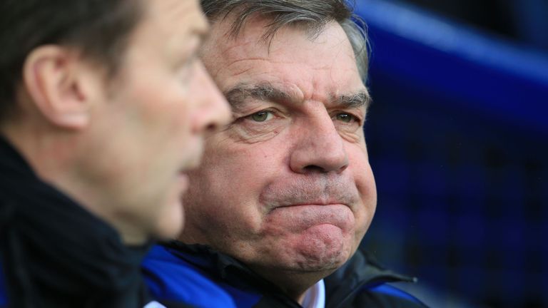 Sam Allardyce looks on during the Premier League match between Everton and Crystal Palace at Goodison Park
