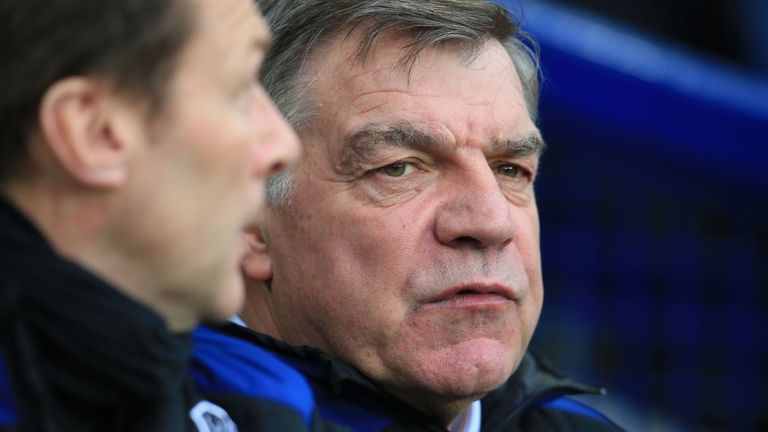 Sam Allardyce looks on during the Premier League match between Everton and Crystal Palace at Goodison Park