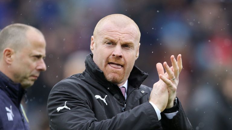 Sean Dyche applauds the fans prior to the Premier League match at against Manchester City at Turf Moor