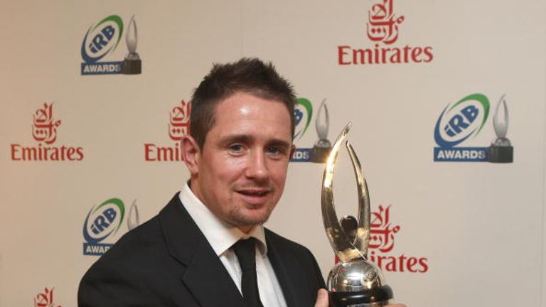 LONDON - NOVEMBER 23:  Shane Williams of Wales  holds the IRB Player of the Year trophy during the IRB Annual Awards at Old Billingsgate on November 23, 20