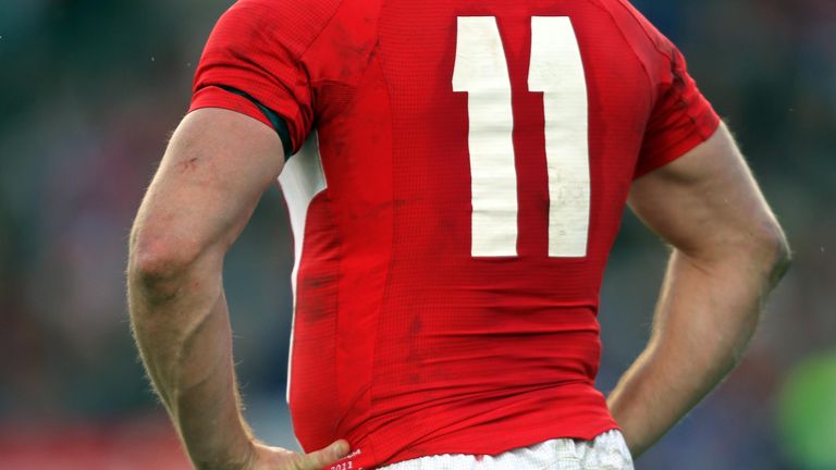 Wales Shane Williams wears a black armband in memory of those in the Wales mine disaster during the Pool D Match at the Waikato Stadium, Hamilton, New Zeal