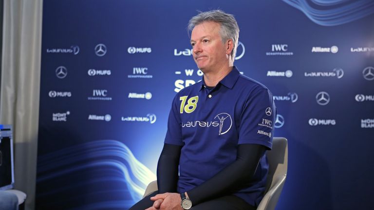 MONACO - FEBRUARY 26:  Laureus Academy member Steve Waugh is interviewed prior to the 2018 Laureus World Sports Awards at Le Meridien Beach Plaza Hotel on 