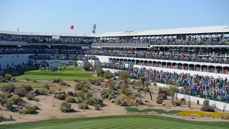 SCOTTSDALE, AZ - FEBRUARY 03:  General view of the gallery on the 16th hole during the third round of the Waste Management Phoenix Open at TPC Scottsdale o
