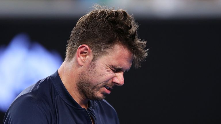 MELBOURNE, AUSTRALIA - JANUARY 18:  Stan Wawrinka of Switzerland grimaces after a point in his second round match against Tennys Sandgren of the United Sta