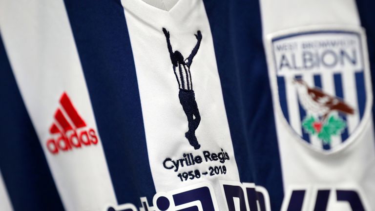 Cyrille Regis tribute match shirt for West Bromwich Albion v Southampton match to be played 3rd February 