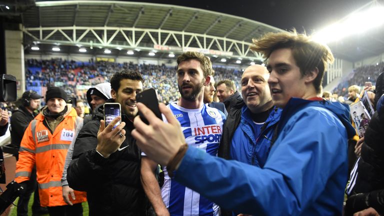 Will Grigg after Wigan's famous FA Cup upset over Manchester City