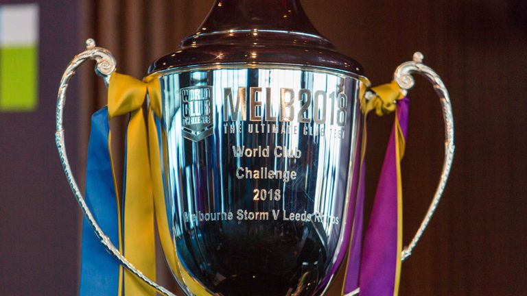 The World Club Challenge Trophy at the Eureka Tower, Melbourne, Australia 