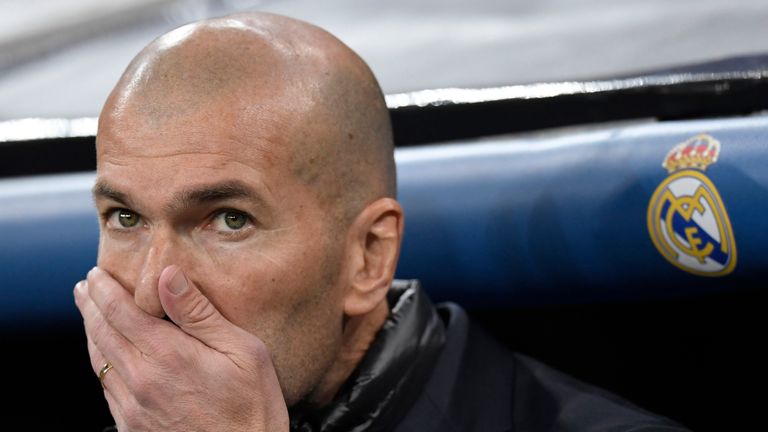 Zinedine Zidane before the UEFA Champions League Round of 16 First Leg against PSG