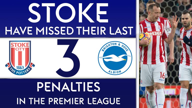 Charlie Adam missed a penalty for Stoke against Brighton, the third consecutive miss by the Potters from the spot