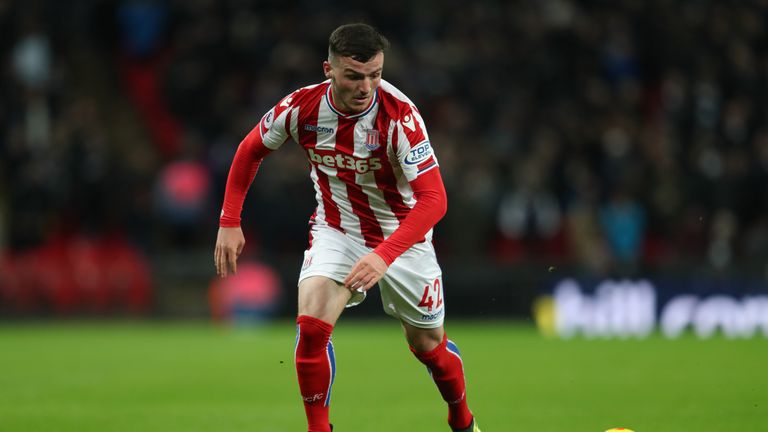 Tom Edwards of Stoke City during the Premier League match against Tottenham Hotspur at Wembley Stadium in December 2016