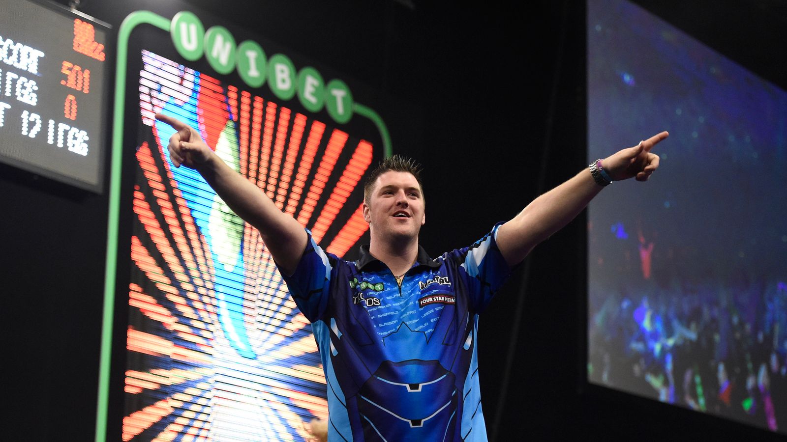 Daryl Gurney celebrated his Belfast Premier League darts in