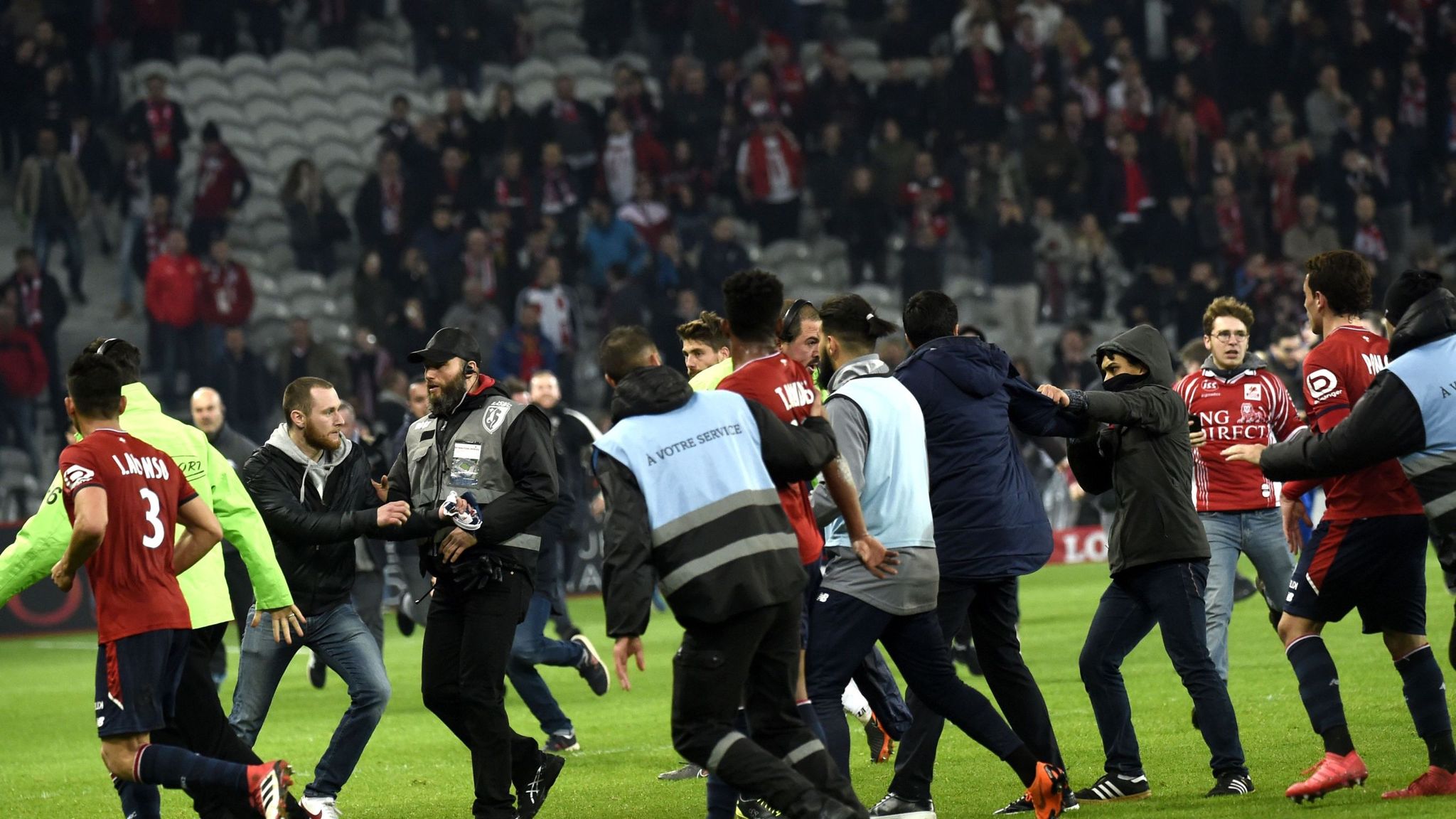 Lille Fans Invade Pitch To Confront Players After Montpellier Draw Football News Sky Sports