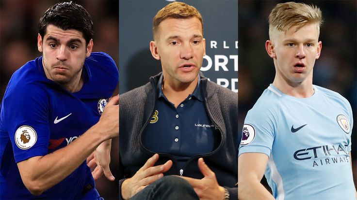 Alvaro Morata, Andriy Shevchenko, and Oleksandr Zinchenko