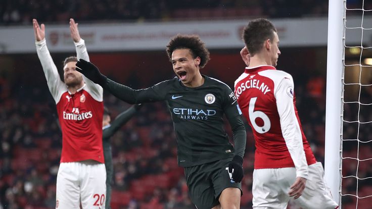 Leroy Sane celebrates after making it 3-0