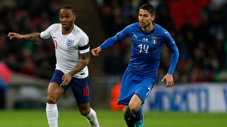 Raheem Sterling in action during England's 1-1 draw with Italy at Wembley