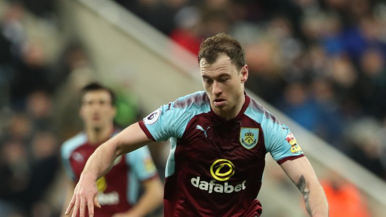 NEWCASTLE UPON TYNE, ENGLAND - JANUARY 31: Ashley Barnes of Burnley controls the ball during the Premier League match between Newcastle United and Burnley at St. James Park on January 31, 2018 in Newcastle upon Tyne, England. (Photo by Ian MacNicol/Getty Images)