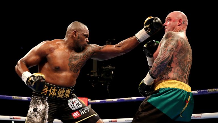 Dillian Whyte (left) in action against Lucas Browne