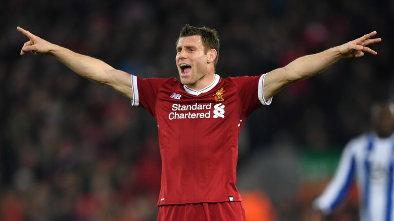James Milner in action at Anfield