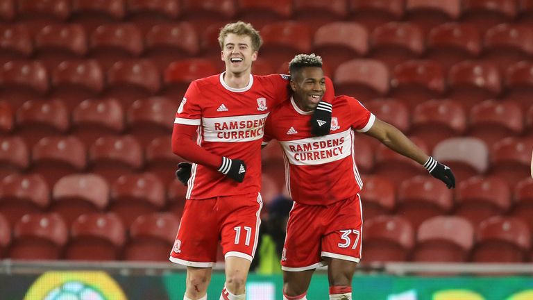 Patrick Bamford shows his delight after scoring his second goal