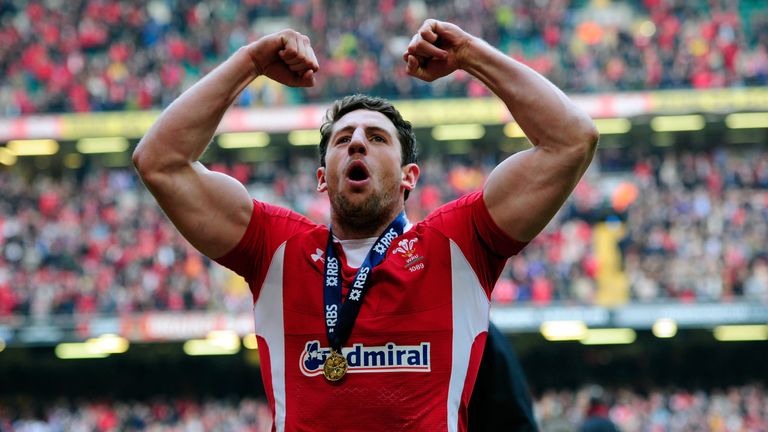 Alex Cuthbert celebrates after the full-time whistle 