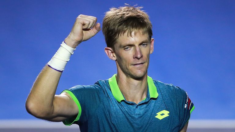 ACAPULCO, MEXICO - FEBRUARY 02: Kevin Anderson of South Africa celebrates during a semifinal match between Jared Donaldson of United States and Kevin Anderson of South Africa as part of the Telcel ATP Mexican Open 2018 at Mextennis Stadium on February 2, 2018 in Acapulco, Mexico.  (Photo by Hector Vivas/Getty Images )