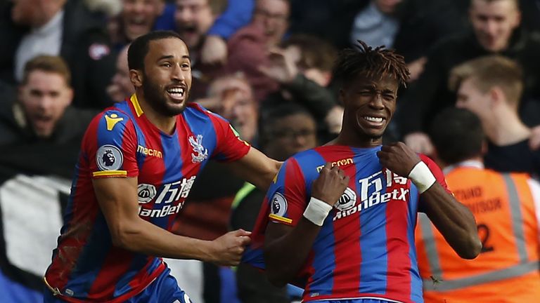 Andros Townsend and Wilfired Zaha celebrate Crystal Palace