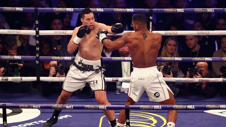 Joseph Parker throws a punch during his fight with Anthony Joshua