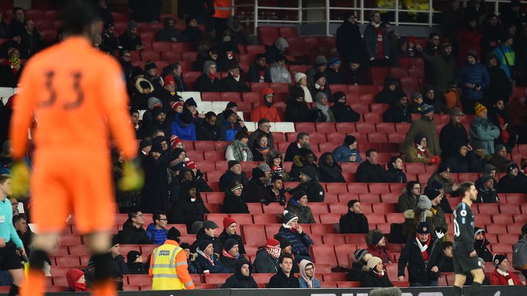 A number of empty seats can be seen shortly after kick off at the Emirates Stadium