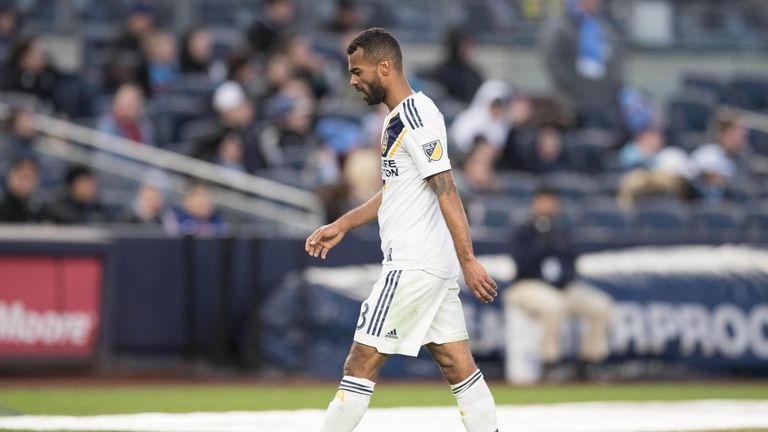 Los Angeles Galaxy defender Ashley Cole is sent off after receiving  a second yellow card against New York City