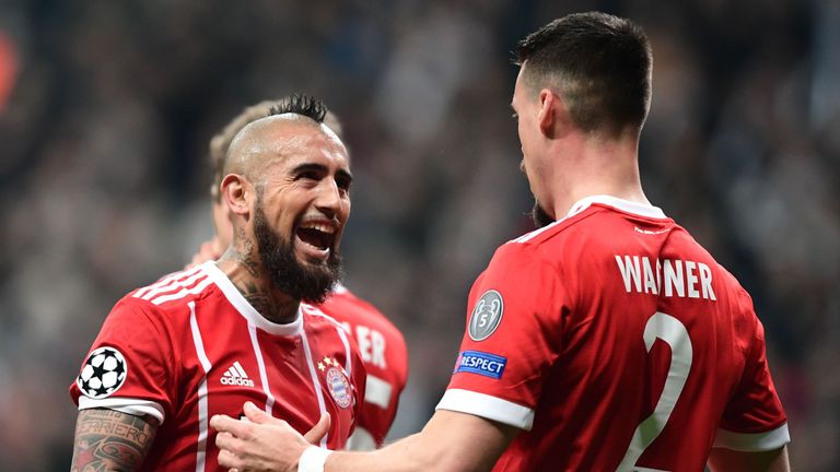 Arturo Vidal celebrates as Bayern Munich beat Besiktas in the Champions League 